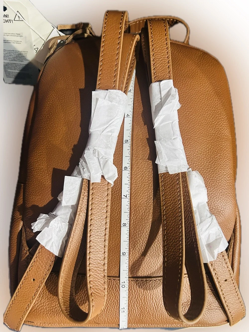NWT Anne Field Cognac Pebble Leather Backpack Bag w/Zippered Closures